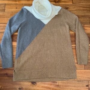 Linda Anderson Colorblock Cowl Neck Sweater
